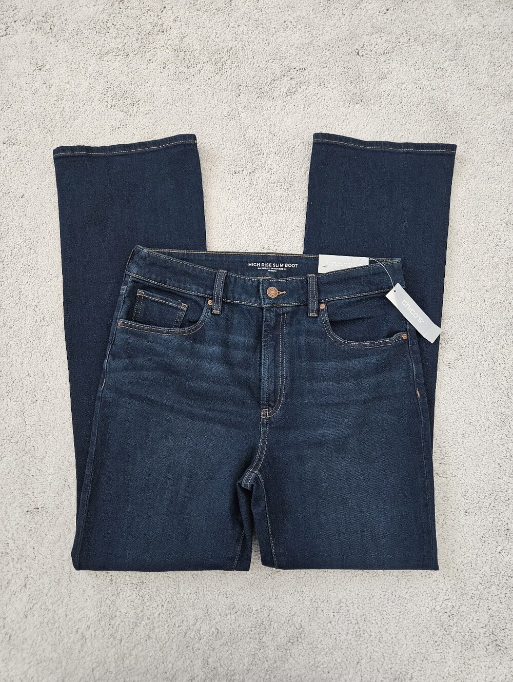 NWT Chicos High Rise Slim Boot Cut Stretch Jeans Rosemary Indigo Womens 8R / 1R